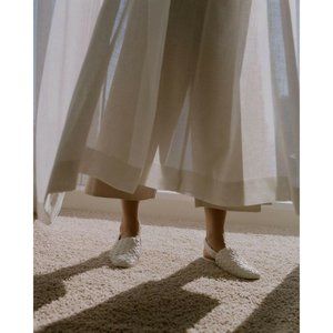 🆕VINCE Cadot Woven Slingback Flat Shoes Leather White 5.5